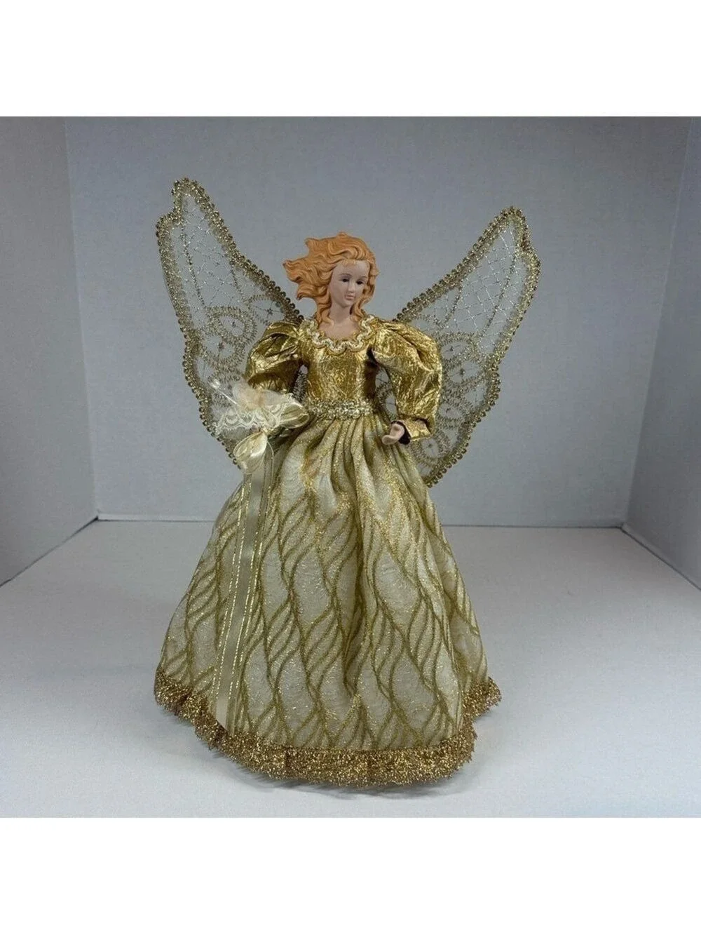 Vintage Victorian Golden Angel Tree Topper Christmas Tree Topper